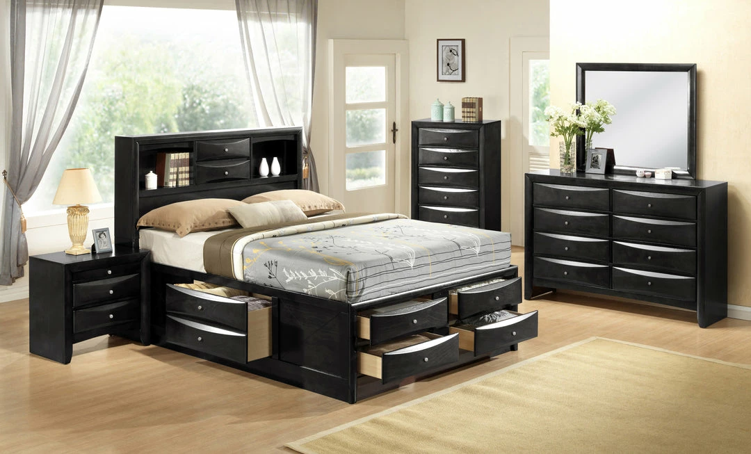 Crown Mark Emily Captain Black Queen Bedroom Set