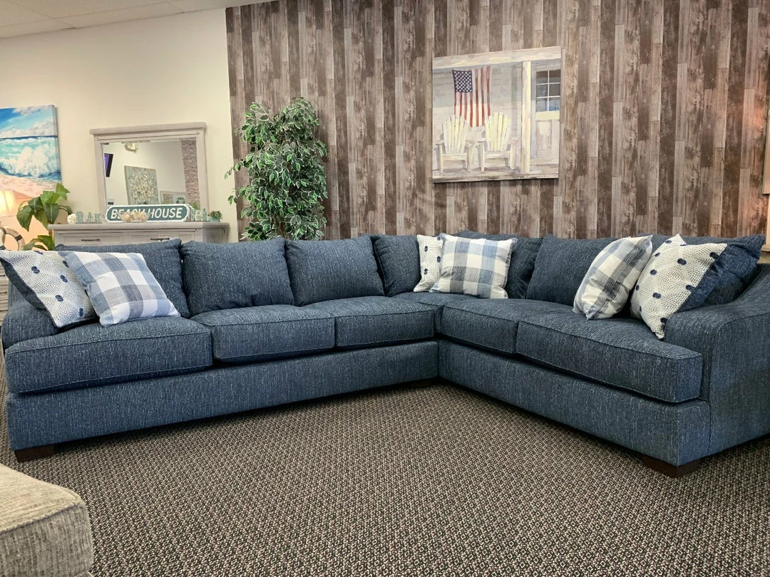 Lane Home Furnishings Farmhouse Blue Check Sectional Sectionals