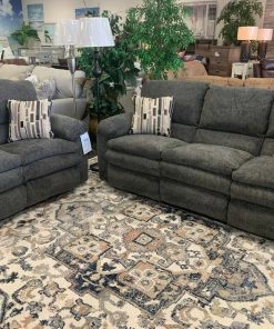 Jackson/Catnapper Gray Pillowtop Reclining Sofa And Loveseat