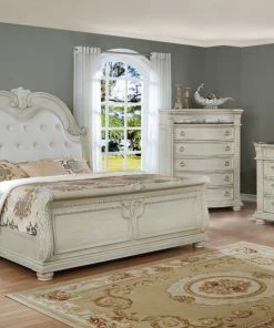 Crown Mark Stanley White King Sleigh Bedroom Set